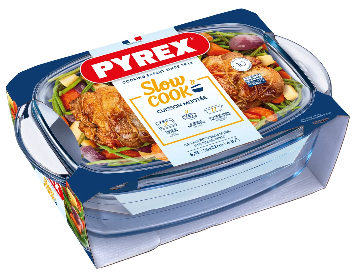 Кастрюля с крышкой Pyrex из боросиликатного стекла 36х22 см 6,7 л