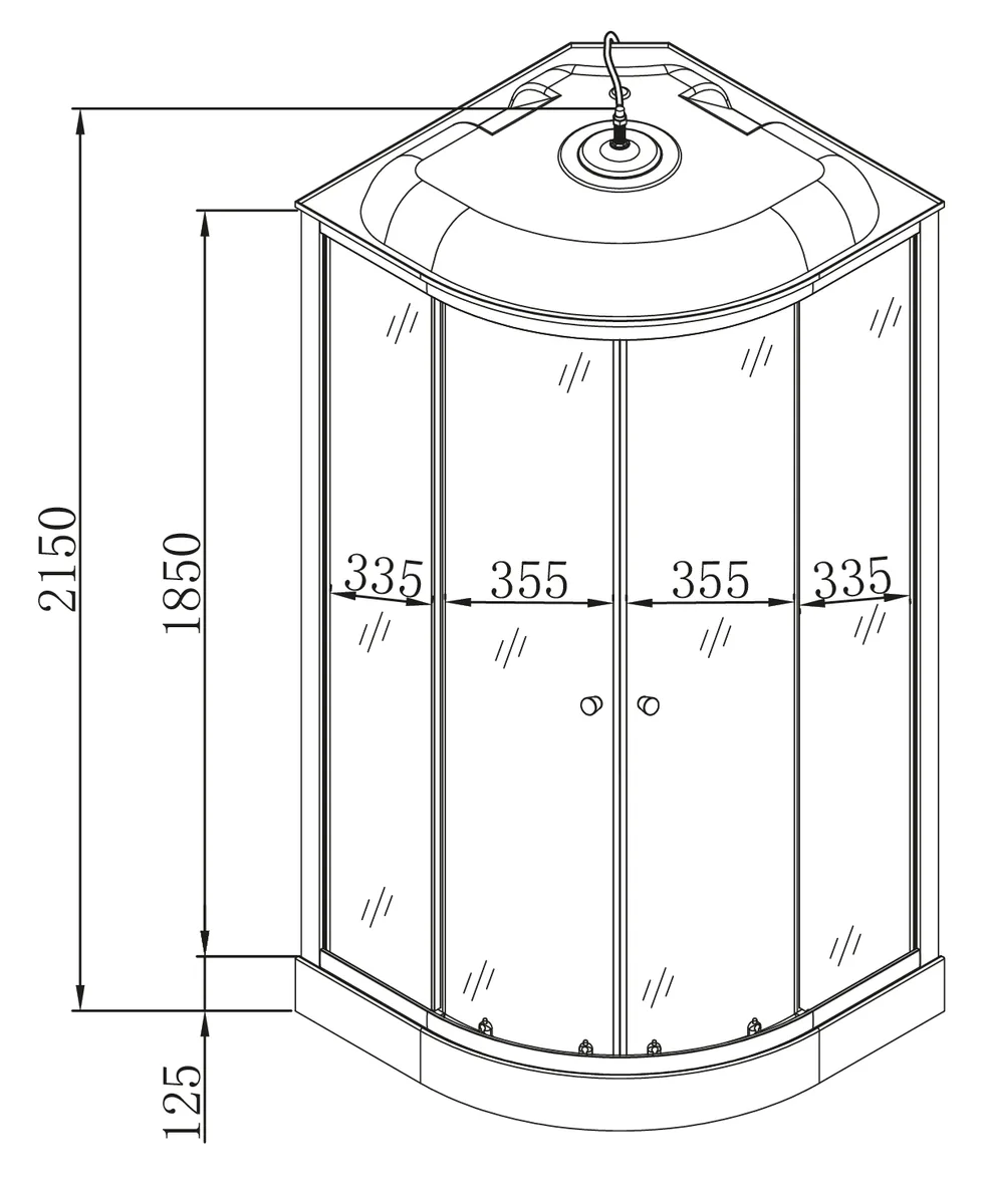 Душевой бокс с гидромассажем Mixxus SBH02-90x90x215-FB ABS 90x90 см Сатин