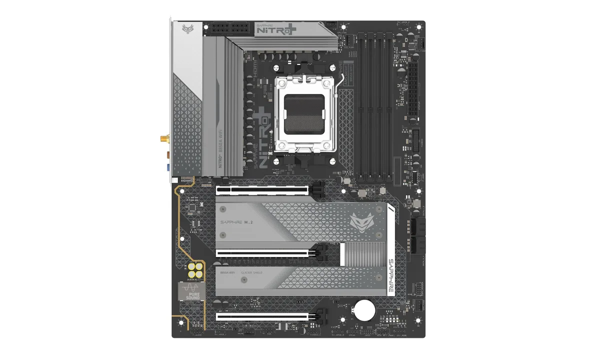 Материнcька плата SAPPHIRE NITRO+ B850A WIFI7 sAM5 B850 4xDDR5 M.2 HDMI DP Wi-Fi BT ATX