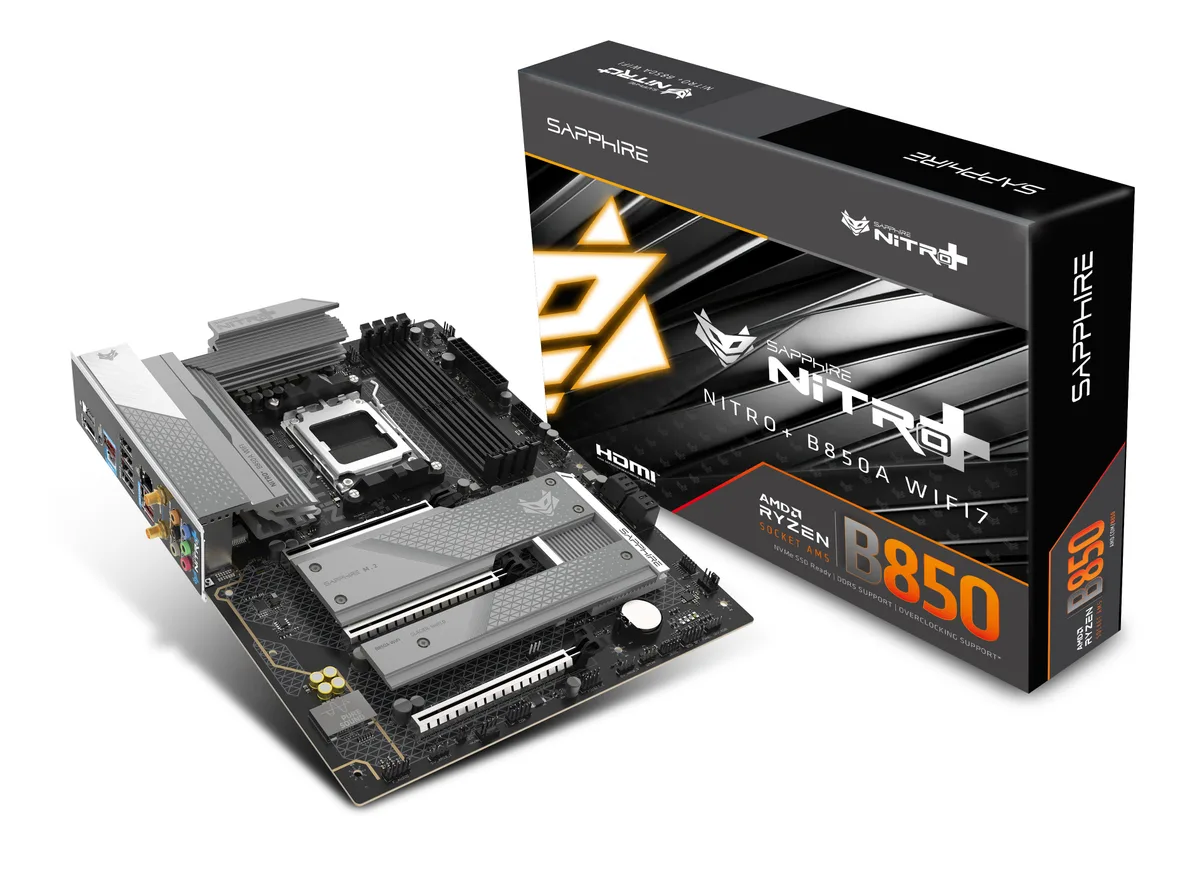 Материнcька плата SAPPHIRE NITRO+ B850A WIFI7 sAM5 B850 4xDDR5 M.2 HDMI DP Wi-Fi BT ATX