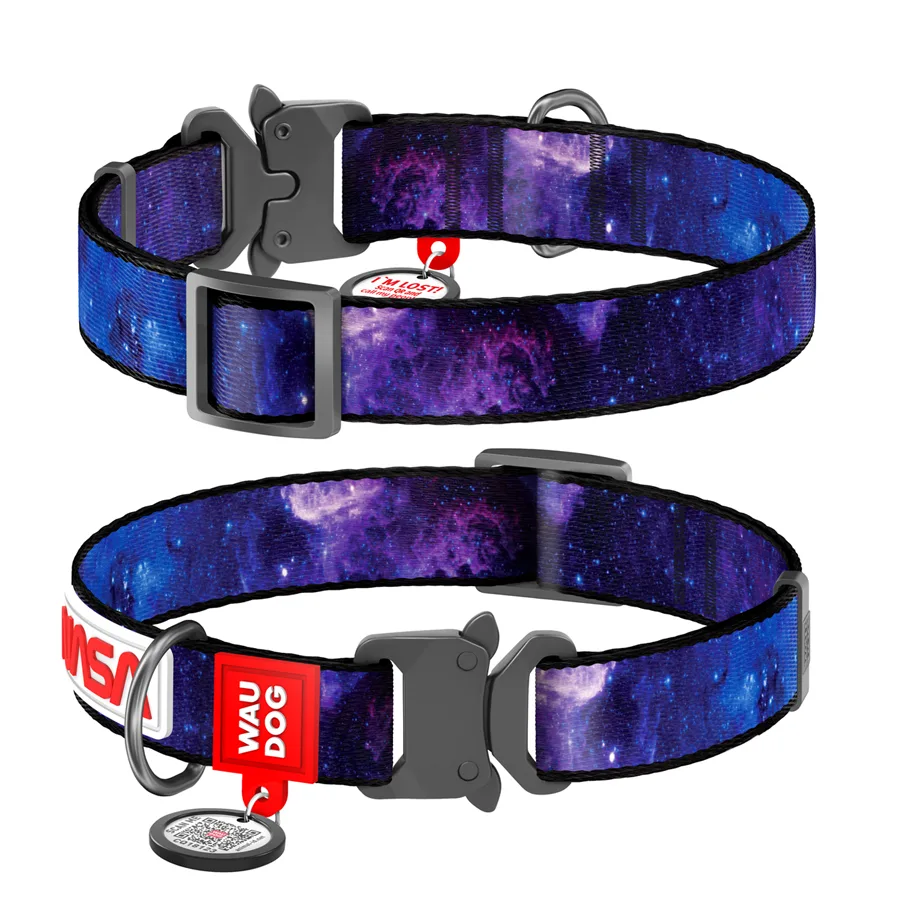 Нашийник для собак WAUDOG Nylon L 33-49 см нейлоновий з QR паспортом NASA21 25 мм металева пряжка