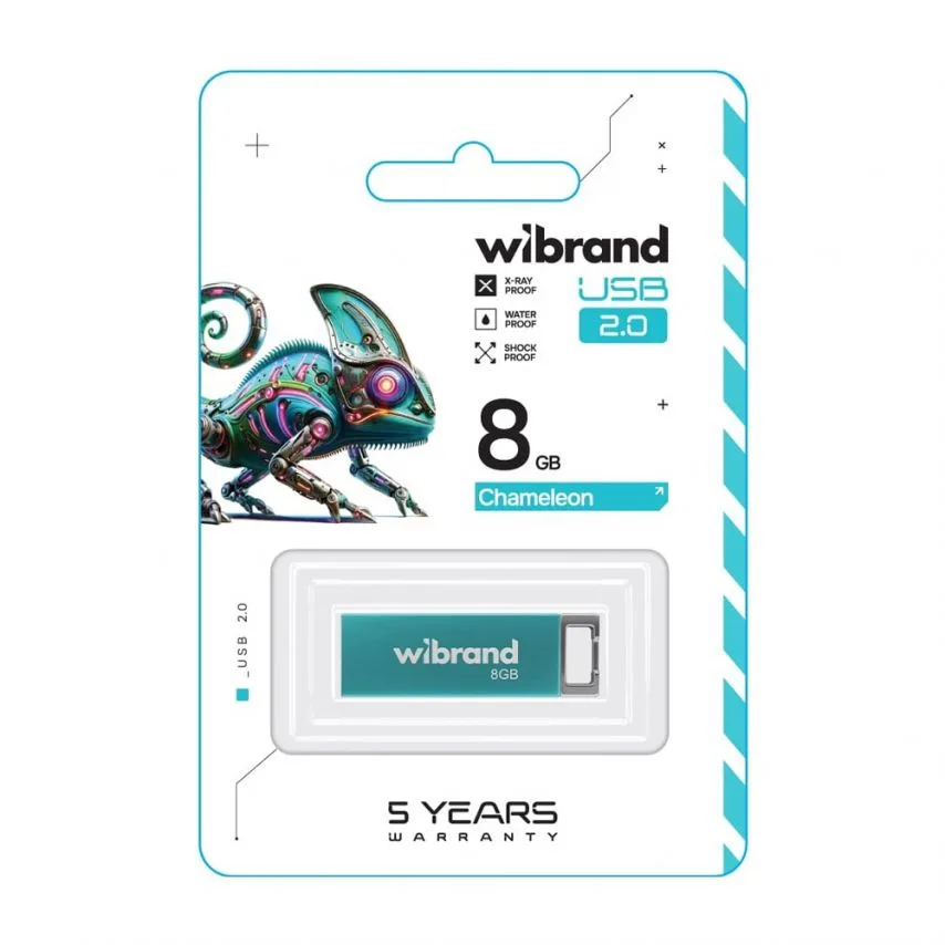 Флеш-пам'ять USB Wibrand метал 8Гб блакитна