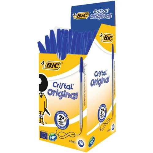 Кулькова ручка BIC Cristal синя 50 шт. канцелярська ручка з чорнилом на олійній основі.