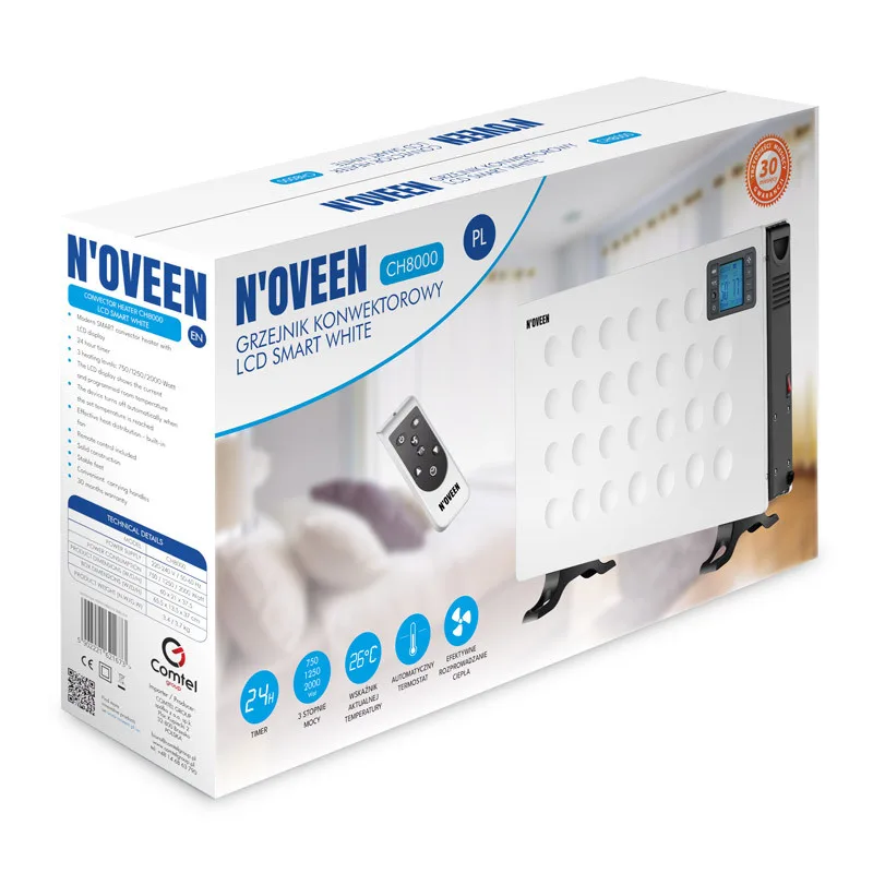 Конвектор Noveen 2000 Вт LCD White з пультом управління та таймером