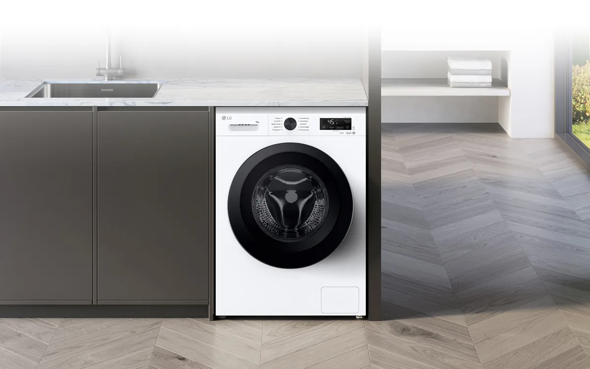 Пральна машина LG фронтальна 6 кг 1200 об/хв з парою інверторна для прання одягу біла