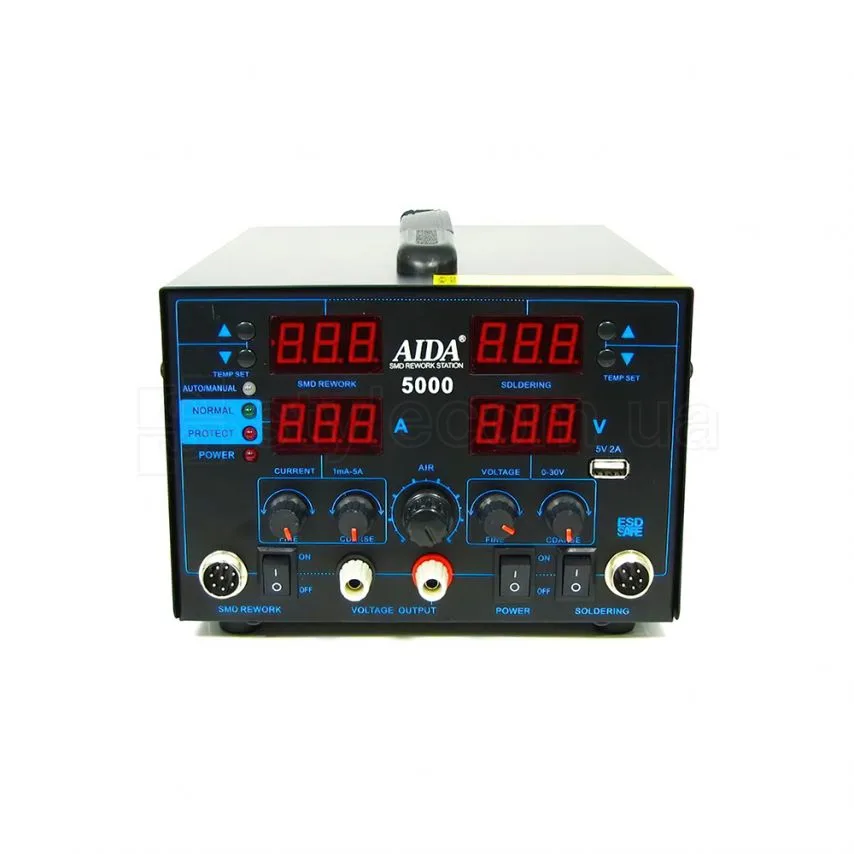 Паяльная станция AIDA 5000 30V 5A USB A 5V 2A с цифровой индикацией