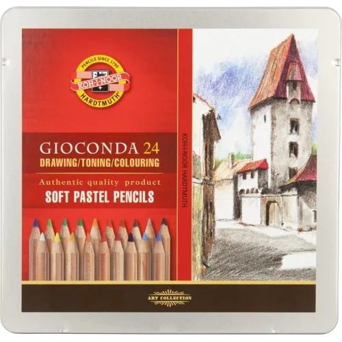 Олівці пастельні KOH-I-NOOR 24 кольорів у металевій упаковці.