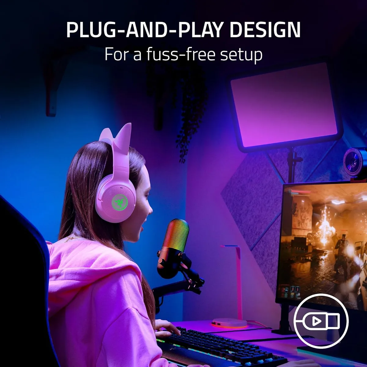 Мікрофон геймінговий Razer Seiren V3 Chroma, Uni, RGB, USB-A, 2м, чорний