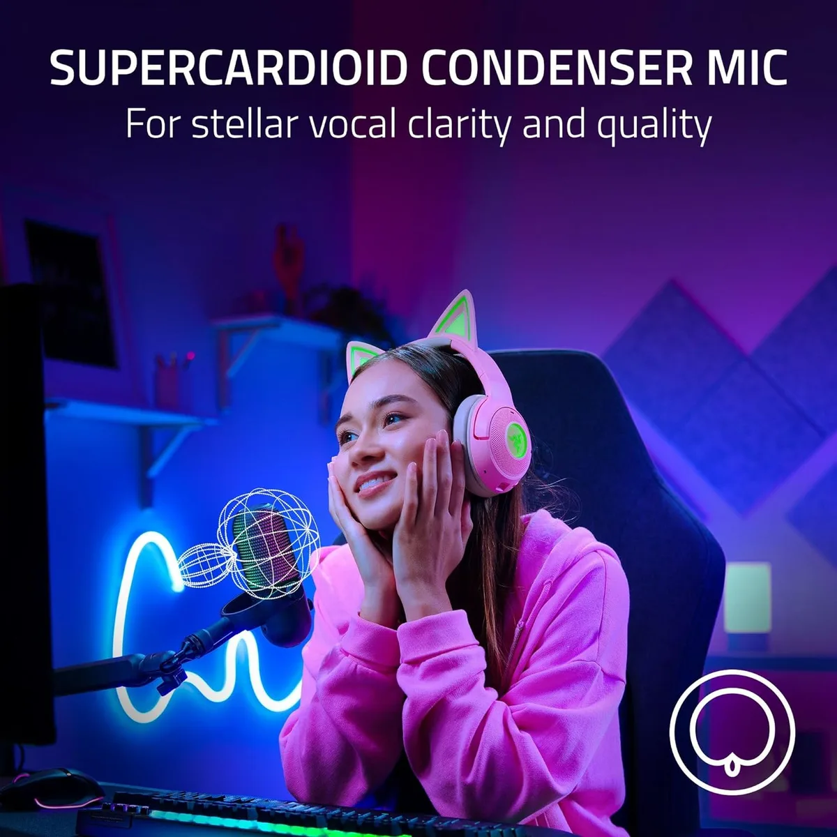 Мікрофон геймінговий Razer Seiren V3 Chroma, Uni, RGB, USB-A, 2м, чорний