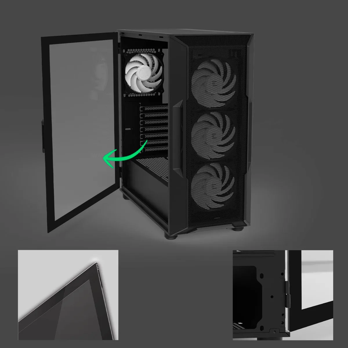 Корпус Zalman I3 Neo V2 без БЖ, 2xUSB3.0, 1x Type C, 4x120мм RGB, VGA 400мм, LCS ready, TG Side Panel, ATX, чорний