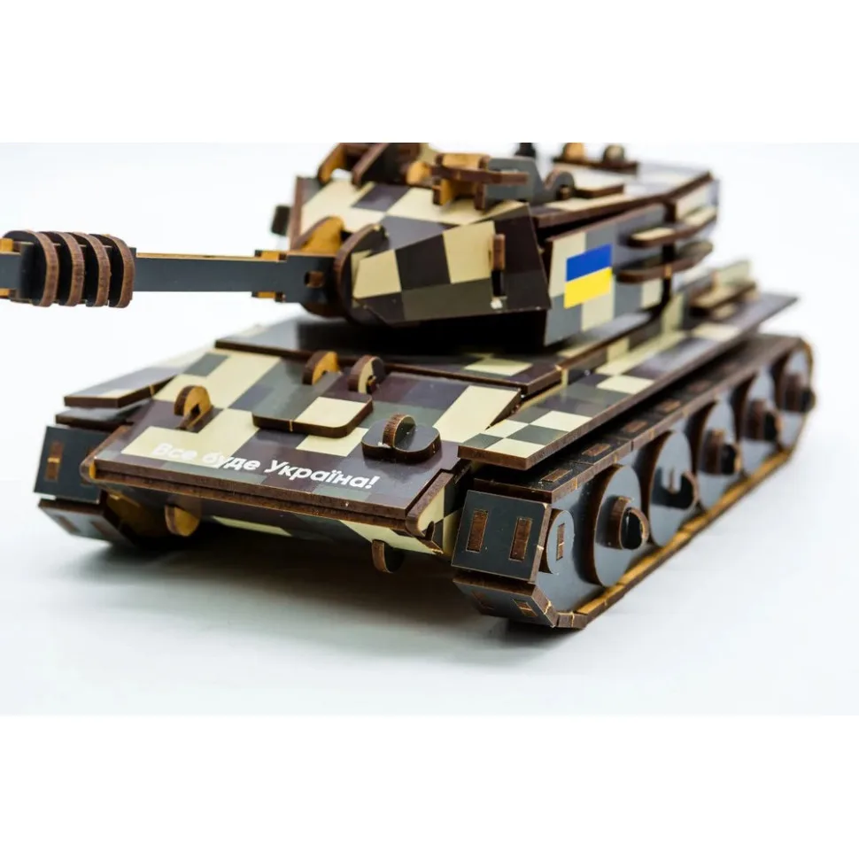 Деревянный конструктор PuzzleOK Танка 162 детали 3D Камуфляжный