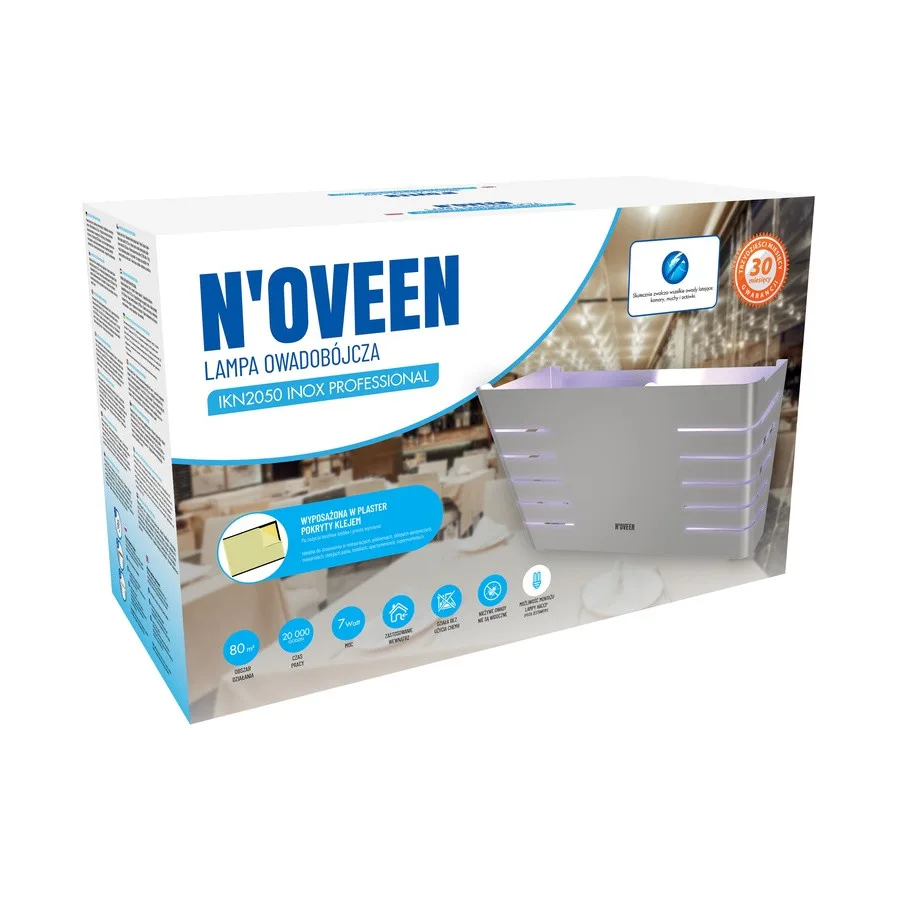 Ловушка насекомых Noveen из нержавеющей стали 7 Вт для помещений до 80 кв.м Инокс
