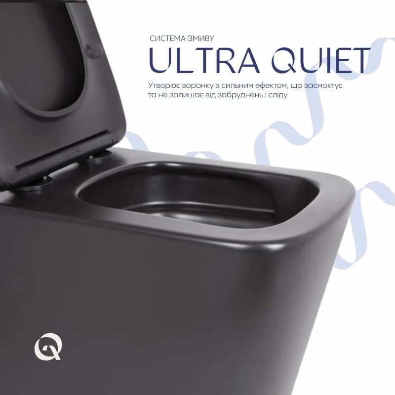 Унітаз підвісний Qtap Tern New Ultra Quiet 490x365x325 мм кераміка чорний