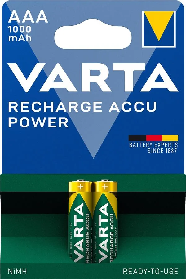 Акумулятор Varta NI-MH Power AAA 1000мА•г, 2шт