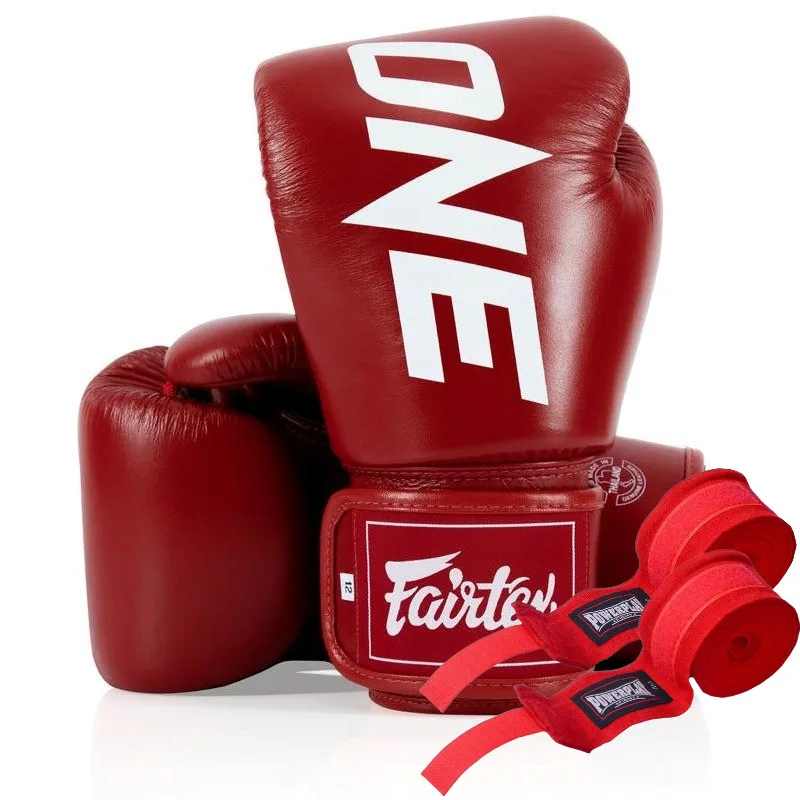 Боксерські рукавиці Fairtex натуральна шкіра 14 унцій червоні