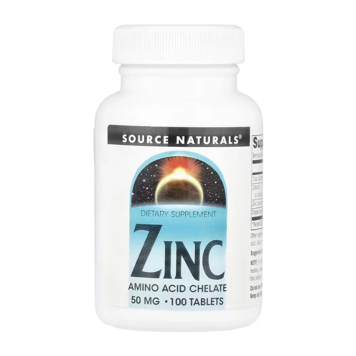 Цинк 50 мг Source Naturals 100 таблеток Аміно-кислотний хелат для вегетаріанців