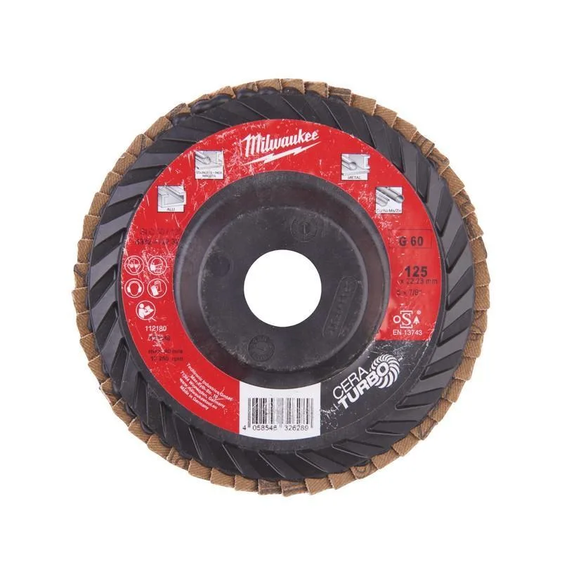 Шліфувальний диск пелюстковий Milwaukee CERA TURBO, 125x22.2мм, K60