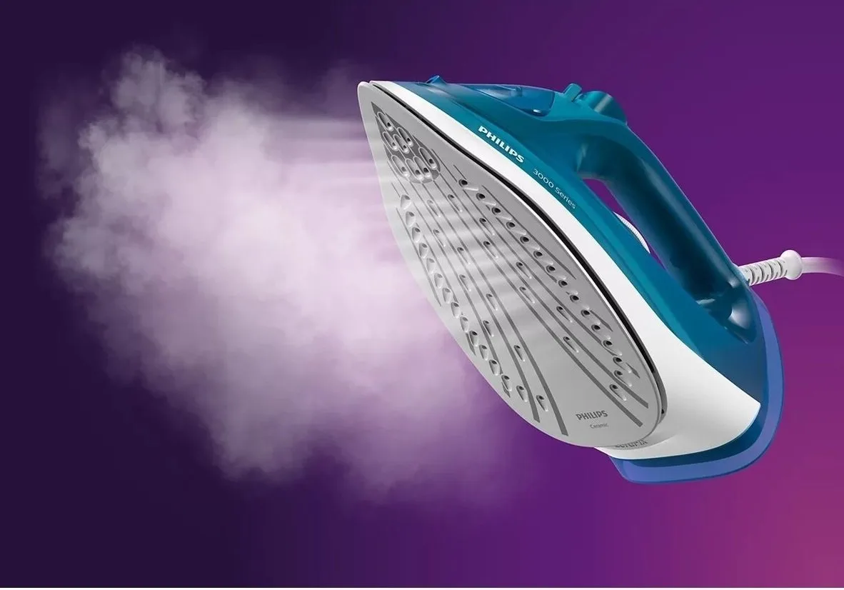 Паровий утюг Philips 3000 серії, 2600 Вт, 300 мл, паровий удар - 200 г, постійна пара - 40 г, керамічна підошва, синій.