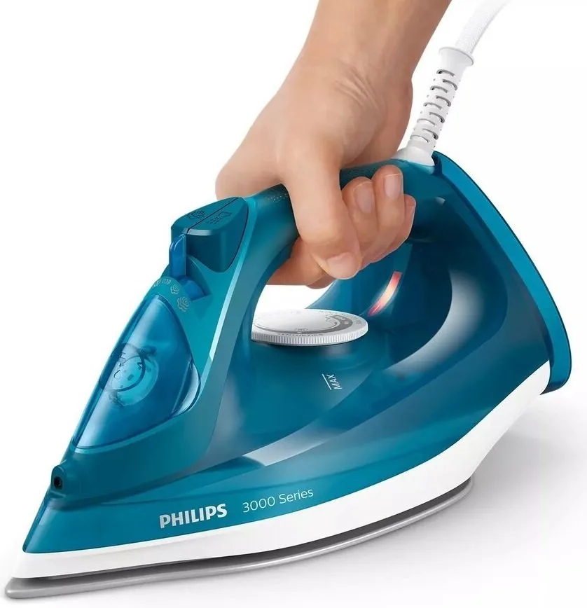 Паровий утюг Philips 3000 серії, 2600 Вт, 300 мл, паровий удар - 200 г, постійна пара - 40 г, керамічна підошва, синій.