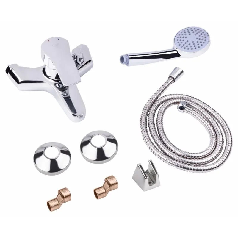Змішувач для ванни з душовим гарнітуром Lidz 006 хромований цинк 215х185х120 мм