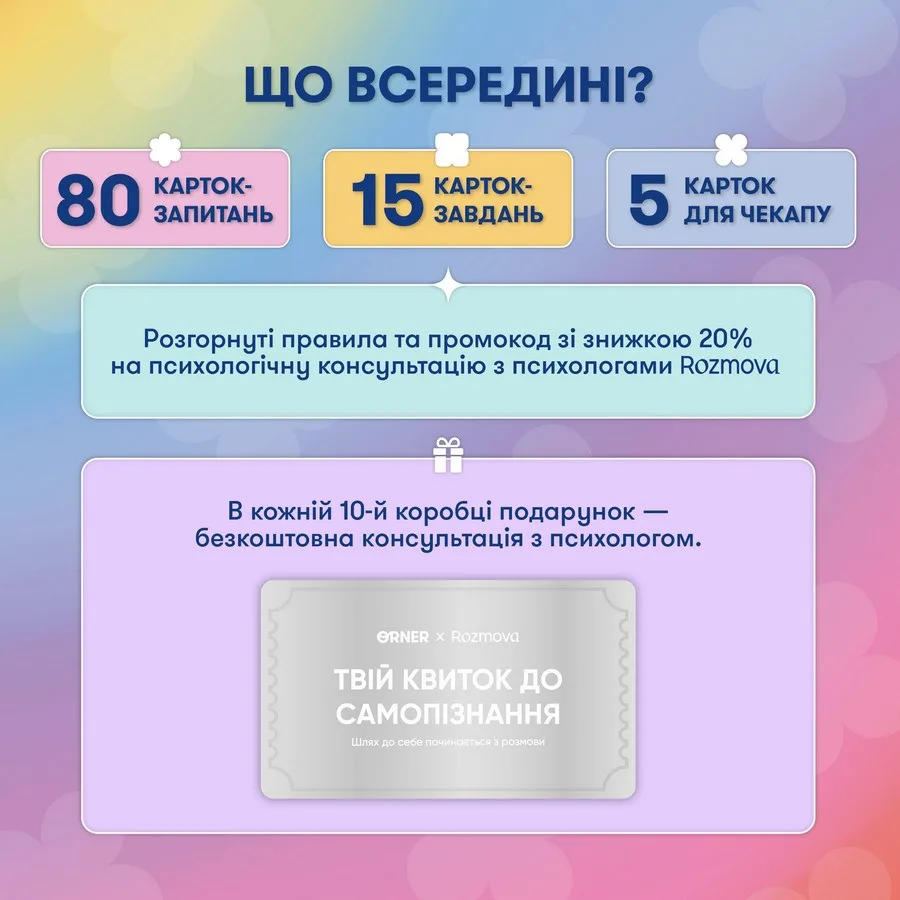 Карточки саморефлексії 100 карточок 68х110 мм 350 г/м² Українська мова
