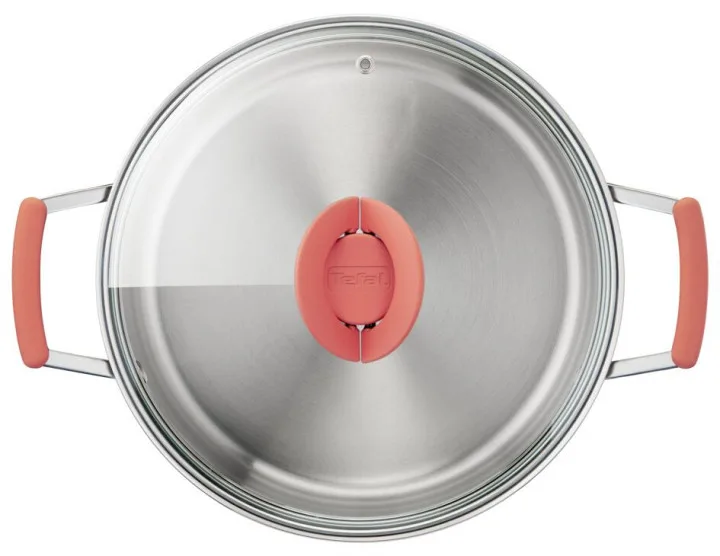 Комплект кухонного посуду Tefal Opti Space, 6 предметів, з нержавіючої сталі, силікону та скла.