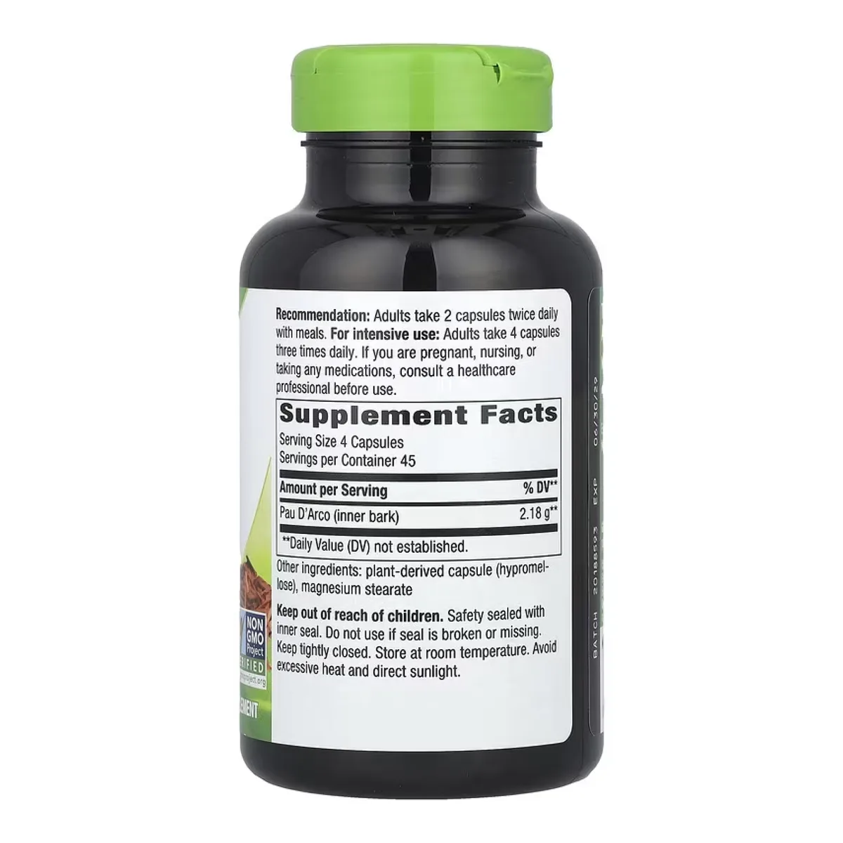 Пау Д'Арко внутрішня кора Nature's Way веганські капсули 180 vcaps без глютену