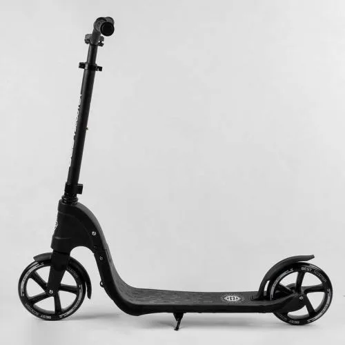 Самокат двоколісний чорний Best Scooter 20 см PU колеса з широким кермом для дітей та дорослих.