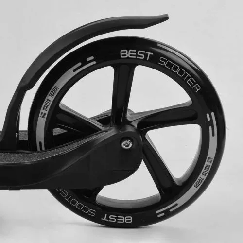 Самокат двоколісний чорний Best Scooter 20 см PU колеса з широким кермом для дітей та дорослих.
