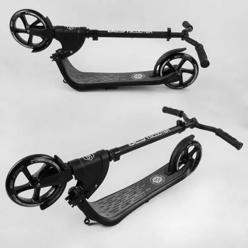 Самокат двоколісний чорний Best Scooter 20 см PU колеса з широким кермом для дітей та дорослих.