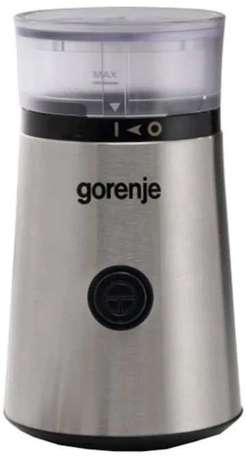 Кавомолка Gorenje роторного типу, потужність 150 Вт, об'єм для зерен - 60 г, виготовлена з металу, в кольоровій гамі чорний та срі