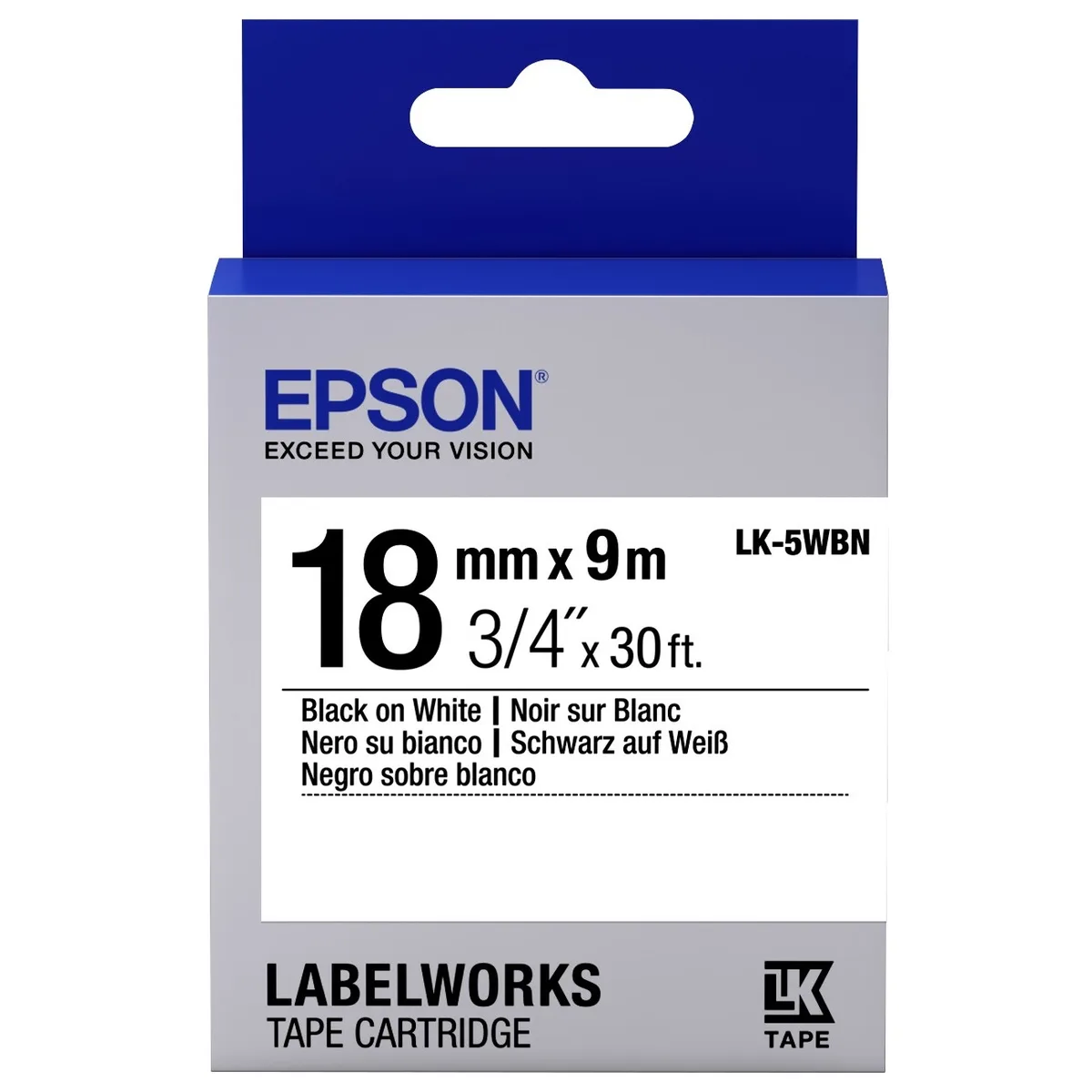 Картридж Epson LK5WBN стандартна стрічка 12 мм біла для принтерів LW-400 LW-700