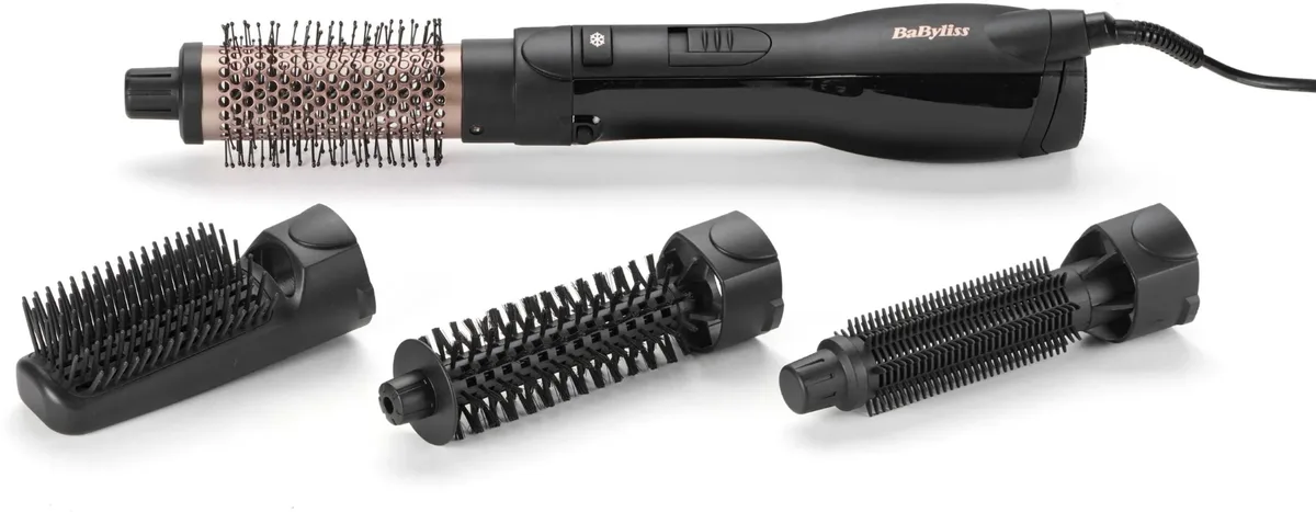 Фен-щітка Babyliss ідеального завершення, 1200Вт, 3 режими, іонізація, холодний обдув, керамічне покриття, чорний.