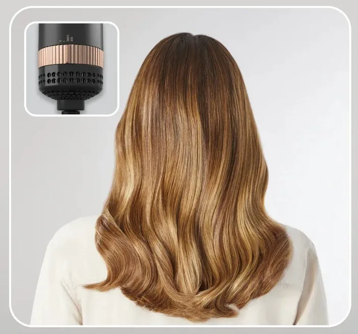 Фен-щітка Rowenta Reverso DryBrush 2в1 1200 Вт 3 режими іонізація холодне обдування 2 насадки кераміка чорна