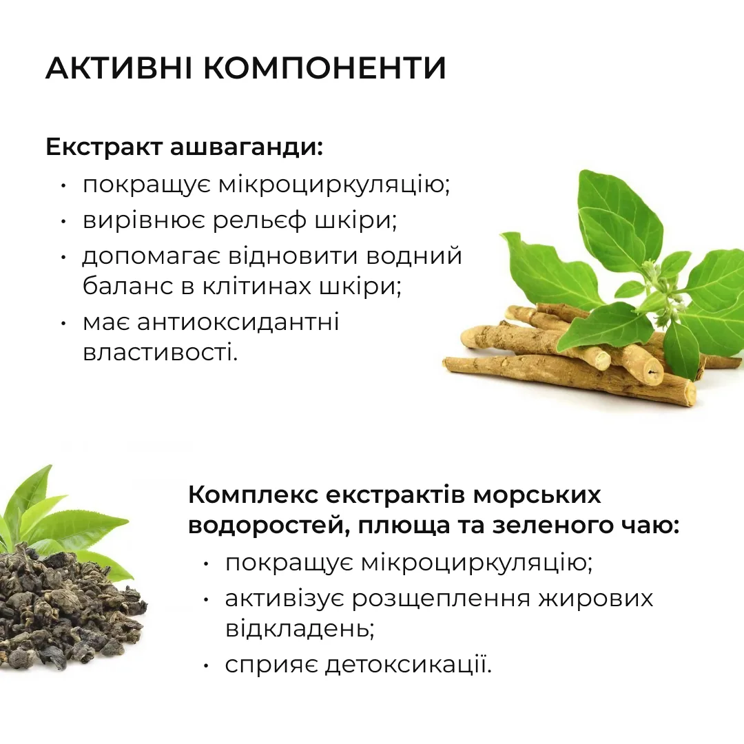 Комплекс антицелюлітних моделюючих обгортань з екстрактом ашваганди Hillary Ashwagandha Hot Slim (10 уп.)