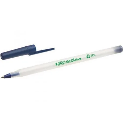 Шариковая ручка BIC Round Stic Eco голубая 60 уп. для письма и рисования канцелярская ручка для учебы