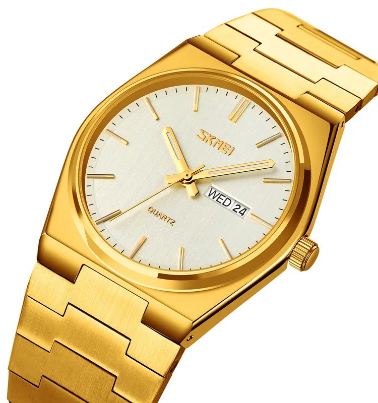 Годинники Skmei 9288GDSI Gold-Silver кварцові чоловічі з календарем та люмінесцентною підсвіткою