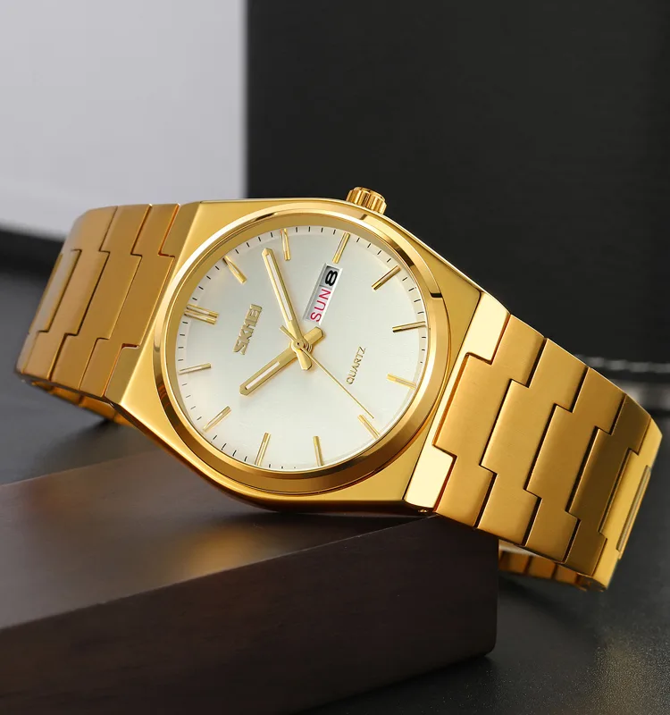 Годинники Skmei 9288GDSI Gold-Silver кварцові чоловічі з календарем та люмінесцентною підсвіткою