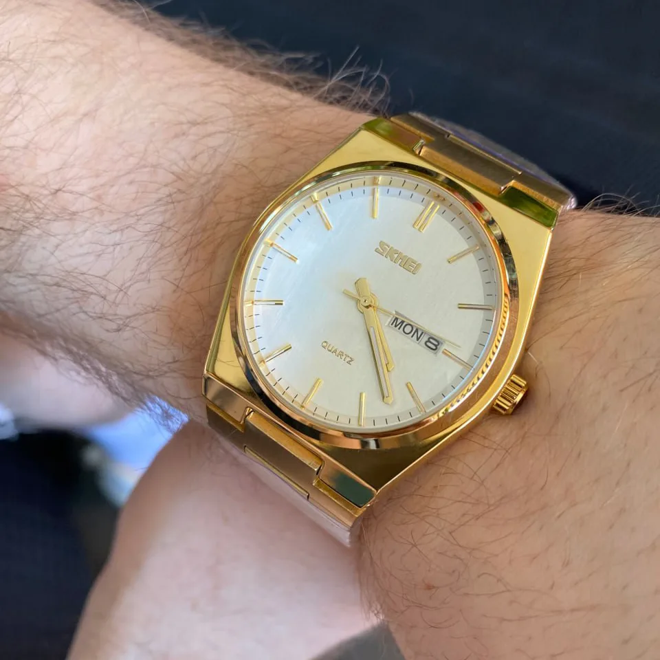 Годинники Skmei 9288GDSI Gold-Silver кварцові чоловічі з календарем та люмінесцентною підсвіткою