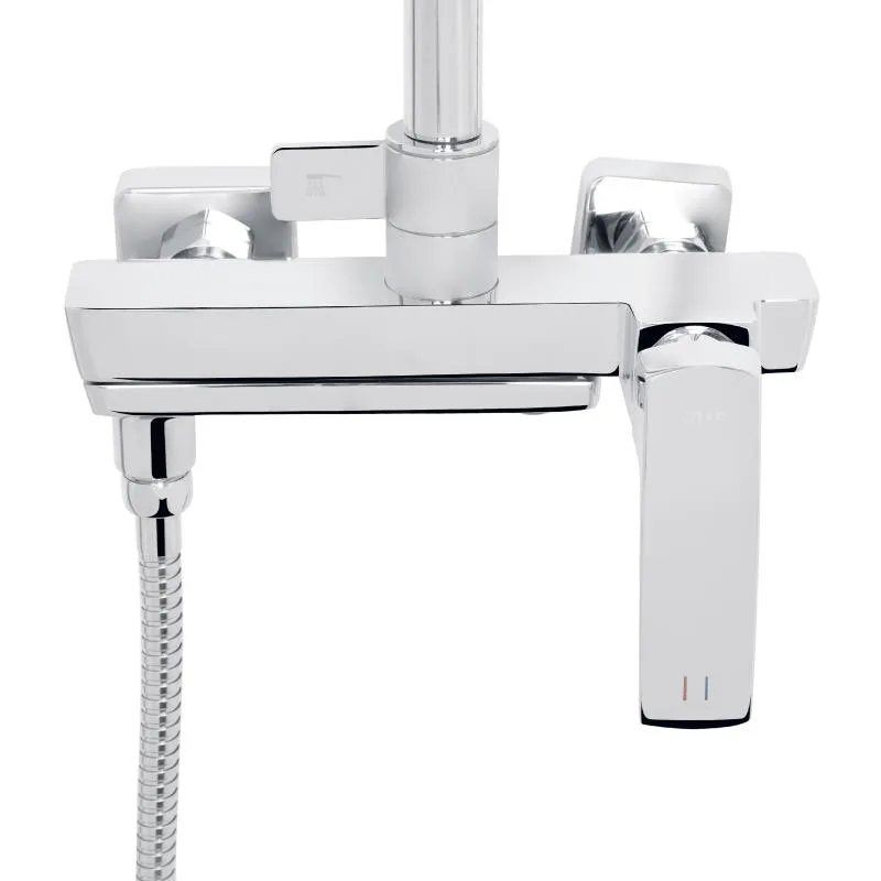 Душова система Qtap Tern QTTER1112CRM47592 з верхнім і ручним душем латунь 950-1350 мм хромована