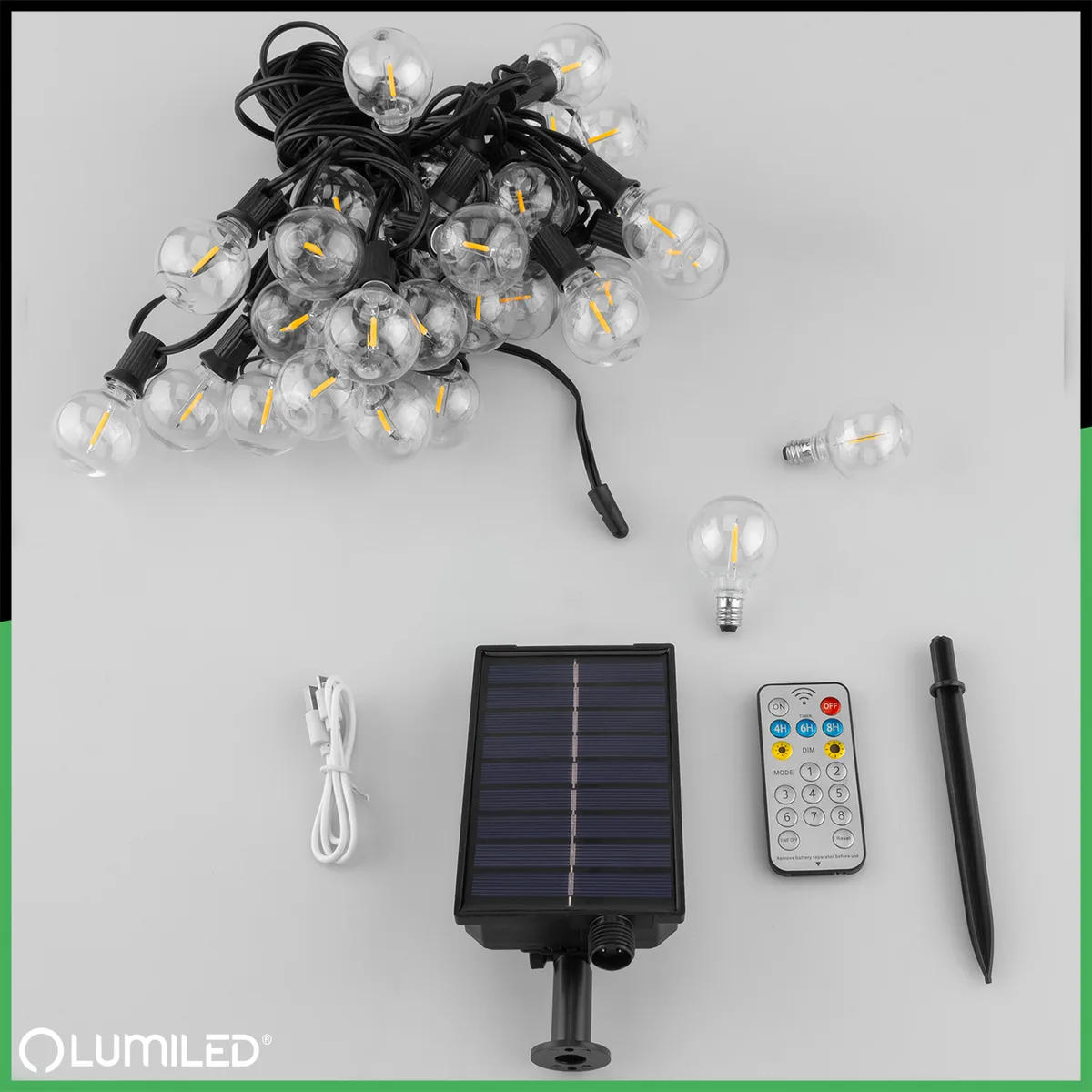 Сонячна гірлянда LumiLED пластикова 15,05 м чорна 30 LED тепле світло 2700 K IP44