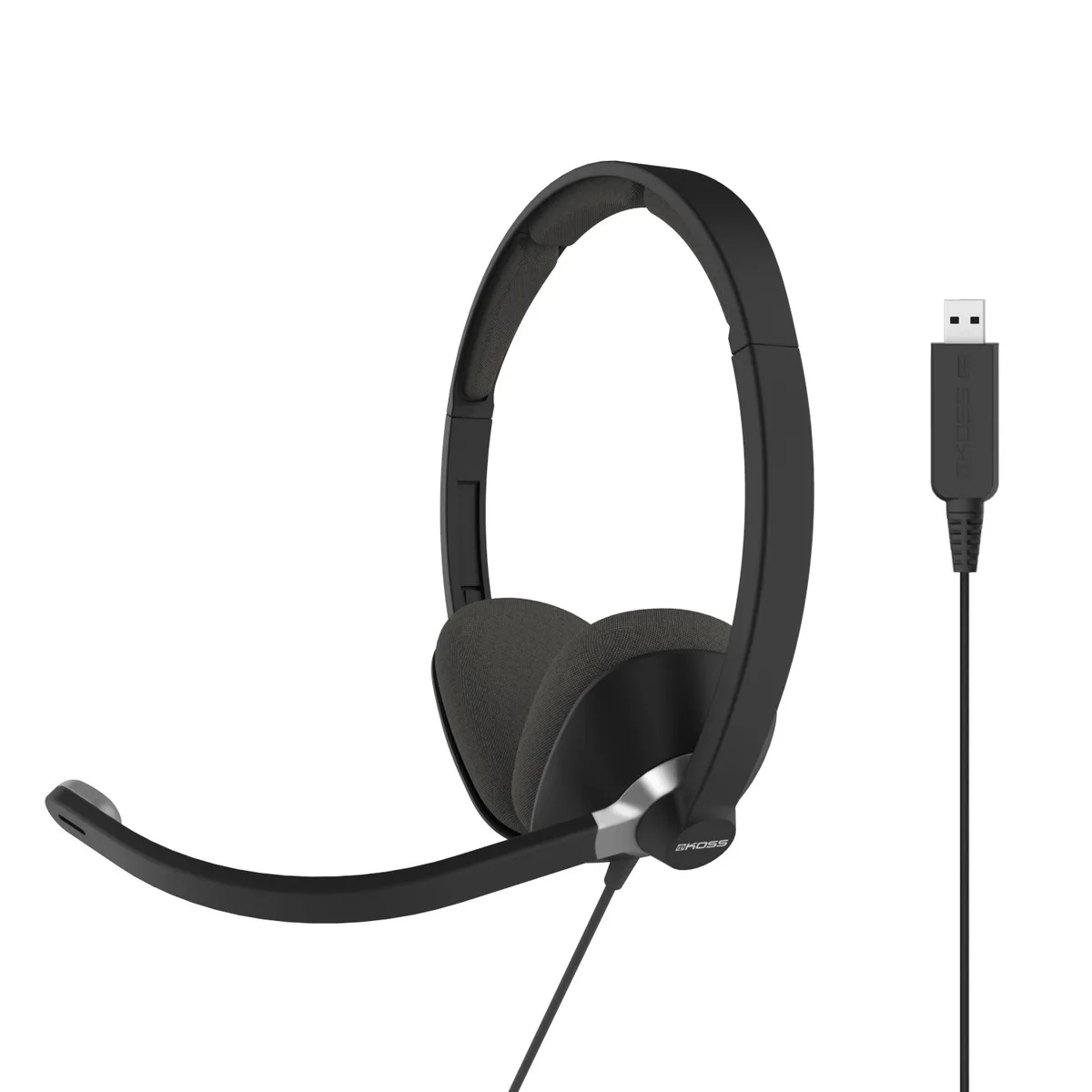 Компьютерная гарнитура стерео On-Ear Koss CS300, USB, Uni Mic, 2.4м, Черный