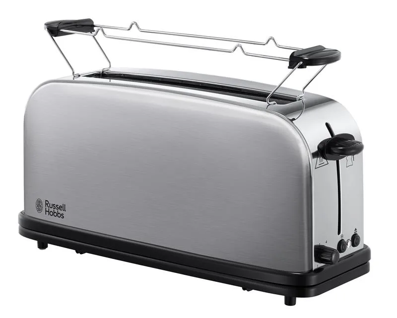 Тостер Russell Hobbs Oxford 1600Вт, розширені слоти для 4 тостів, металевий корпус, сріблястого кольору.
