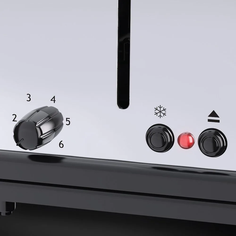 Тостер Russell Hobbs Oxford 1600Вт, розширені слоти для 4 тостів, металевий корпус, сріблястого кольору.