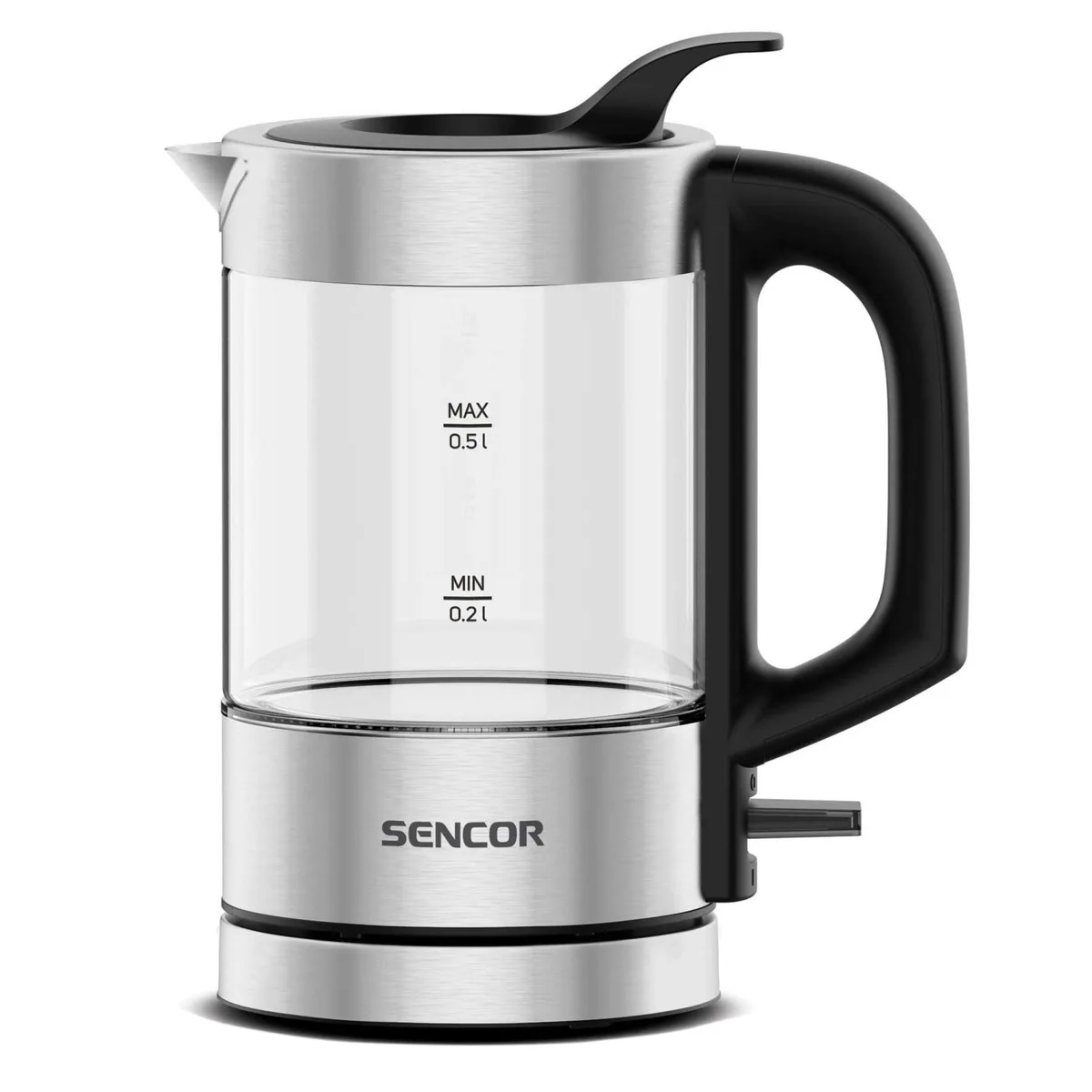 Електрочайник Sencor 0.5л, Strix, пластиковий, у комплекті з 2 склянками та 2 ложками, скляні та з нержавіючої сталі.