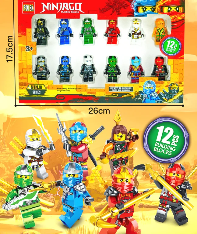 Набір фігурок LEGO Ніндзяго 12 шт пластик 26х17,5 см різні кольори