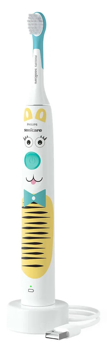 Електрична зубна щітка Philips Sonicare для дітей, 1 насадка, 2 набори наклейок, біла.