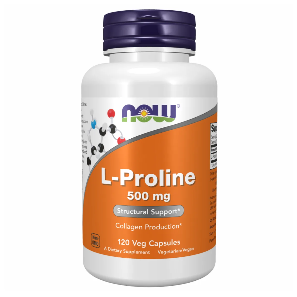 L-Proline 500 мг 120 капсул Now Foods для виробництва колагену