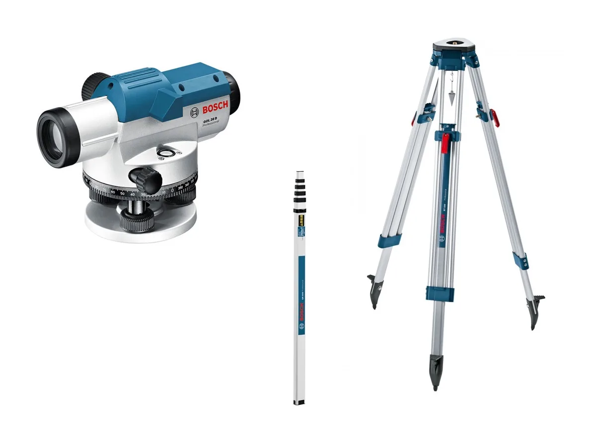 Нівелір оптичний Bosch Professional до 100м ±1,6мм/30м для будівництва зум х26 водостійкий IP54