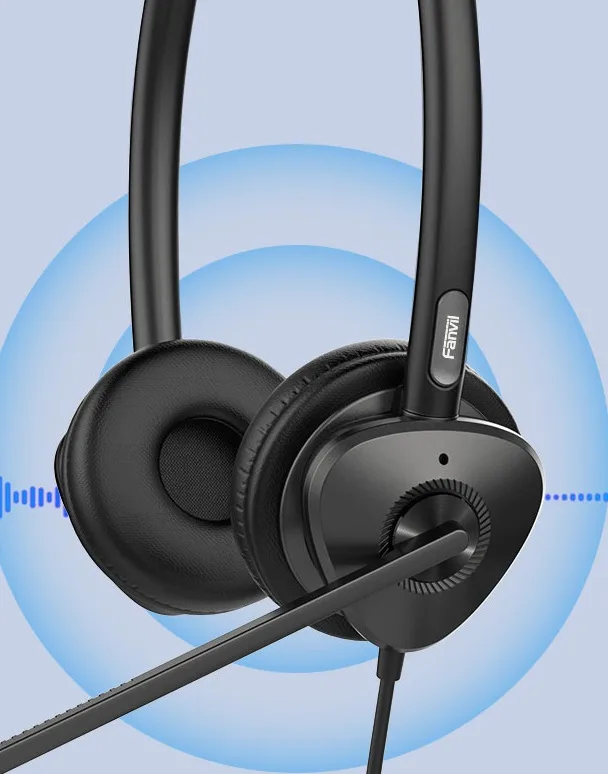 Гарнитура Dual Fanvil HT302, 1xRJ9, сгибаемый на 260° кронштейн стрелы, технология ENC и шумоподавление.